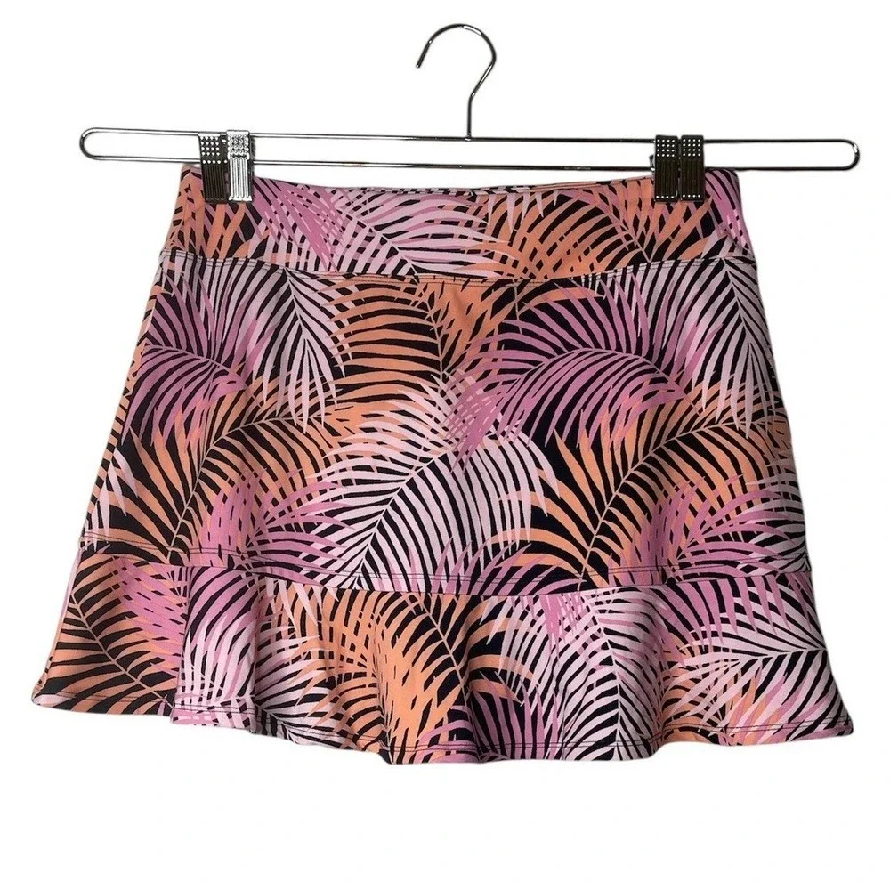 Tommy Bahama Skort Activewear Ruffle Hem‎ Tropical Palm Leaves Skirt Print Large - Picture 7 of 7